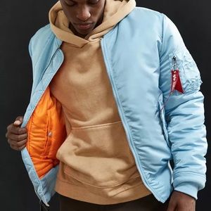 🆕 Alpha Industries Slim fit MA1 TT Mens Mod Bomber lightweight Jacket baby blue